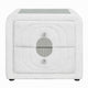 Kery Glass Top Nightstand | 2 Drawers | White Teddy Sherpa Upholstery