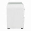 Kery Glass Top Nightstand | 2 Drawers | White Teddy Sherpa Upholstery