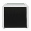 Kery Glass Top Nightstand | 2 Drawers | White Teddy Sherpa Upholstery