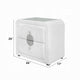 Kery Glass Top Nightstand | 2 Drawers | White Teddy Sherpa Upholstery