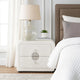 Kery Glass Top Nightstand | 2 Drawers | White Teddy Sherpa Upholstery
