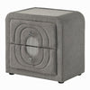 Kery Nightstand | 2 Drawers | Glass Top | Gray Teddy Sherpa Upholstery