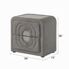 Kery Nightstand | 2 Drawers | Glass Top | Gray Teddy Sherpa Upholstery