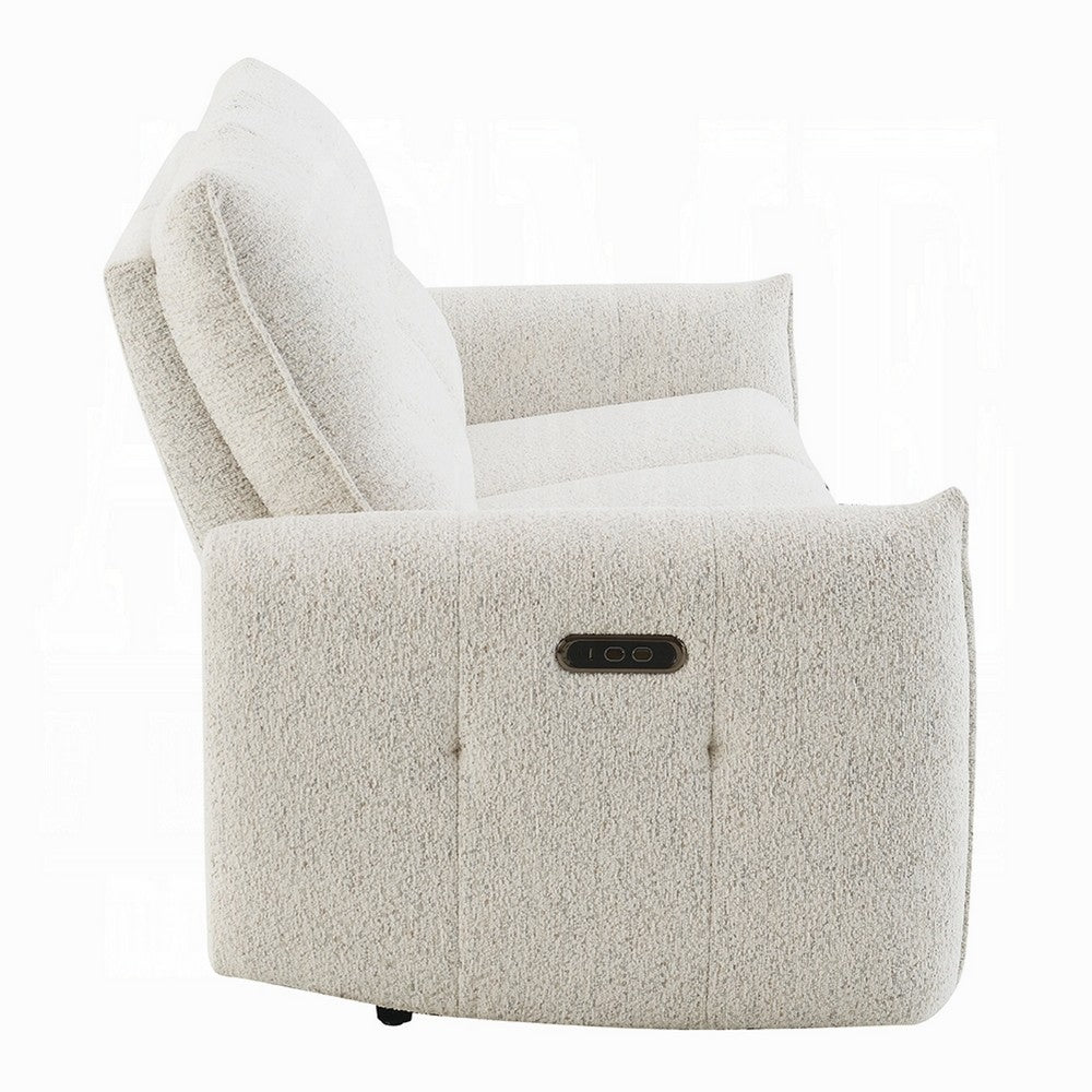 Lali Power Motion Recliner Sofa with USB Port | 3 Seater | Cream Chenille