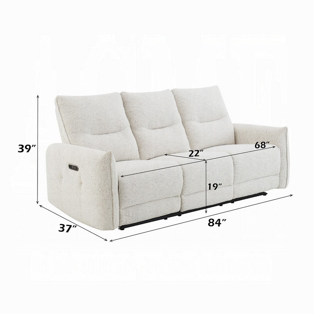 Lali Power Motion Recliner Sofa with USB Port | 3 Seater | Cream Chenille