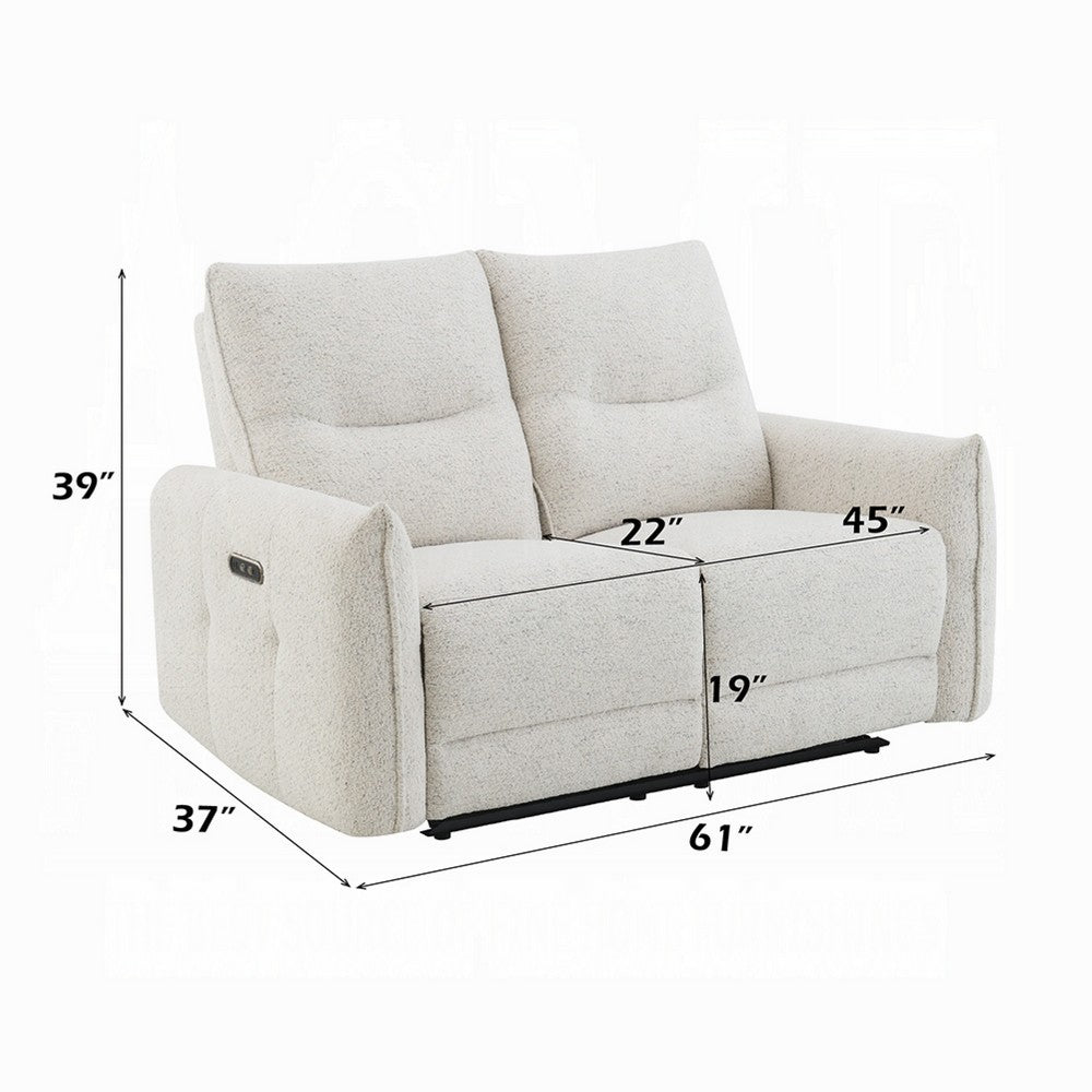 Lali Power Motion Recliner Loveseat | USB | Zero Gravity | Cream Chenille