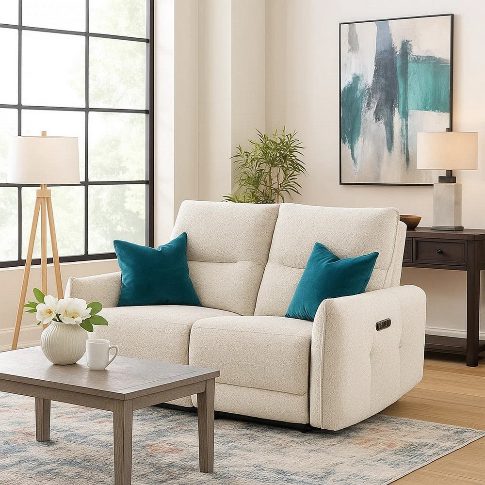 Lali Power Motion Recliner Loveseat | USB | Zero Gravity | Cream Chenille