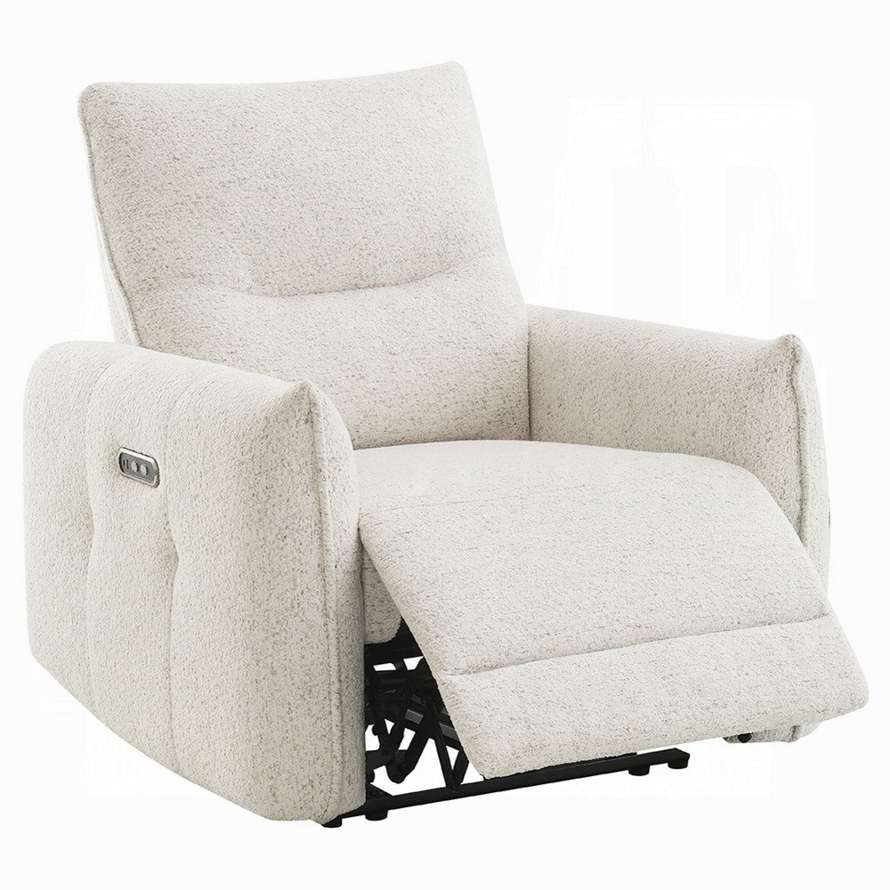 Lali Zero Gravity Power Motion Recliner Chair | USB Port | Cream Chenille