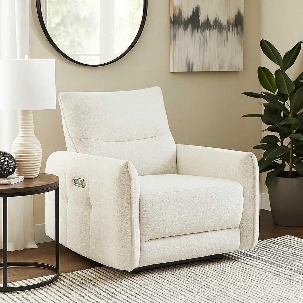 Lali Zero Gravity Power Motion Recliner Chair | USB Port | Cream Chenille