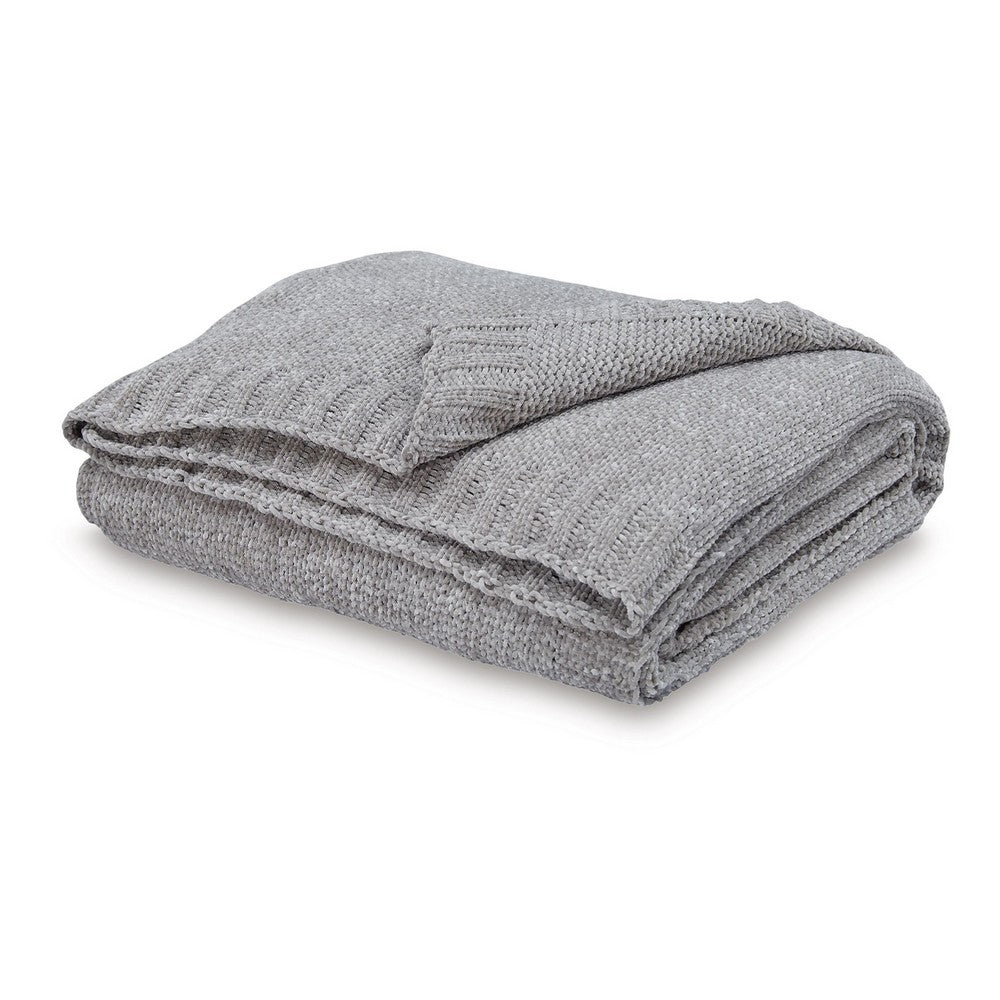 Tela Throw Blanket Set of 3 | Machine Knitted | Textured Gray Polyester