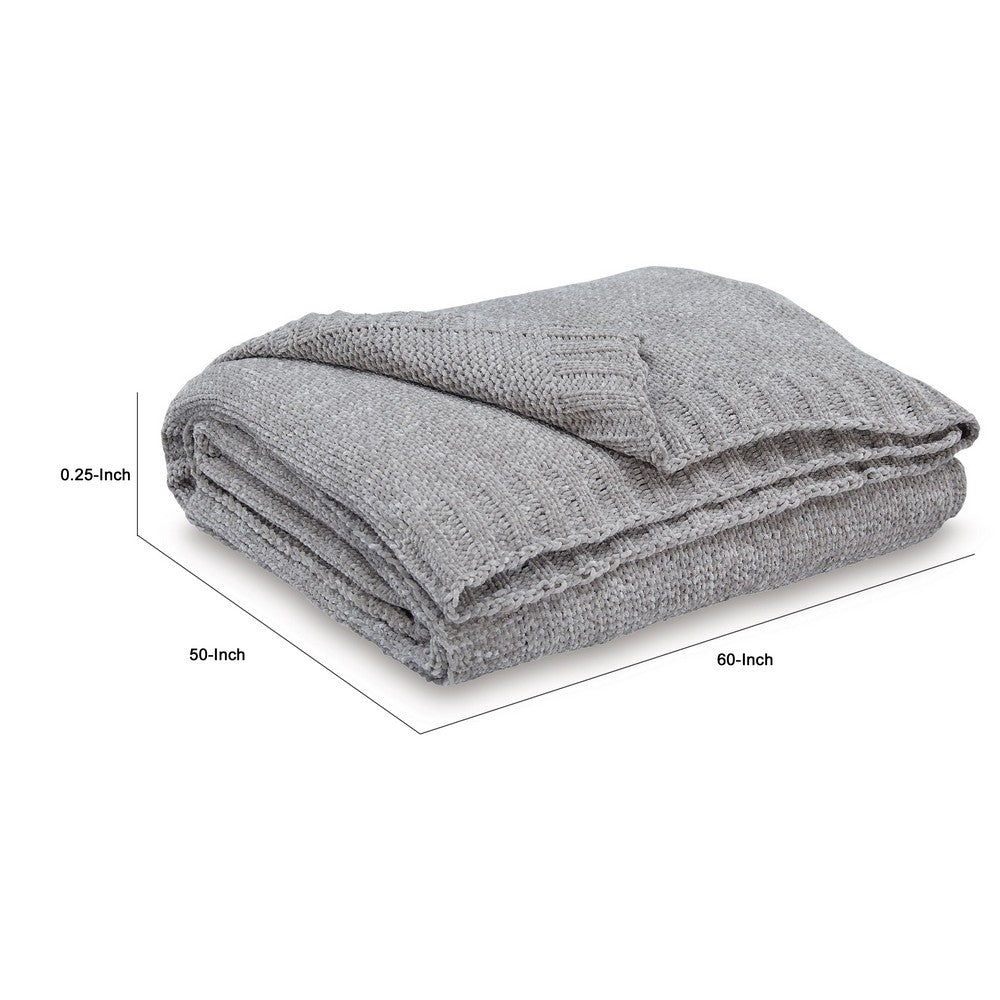 Tela Throw Blanket Set of 3 | Machine Knitted | Textured Gray Polyester