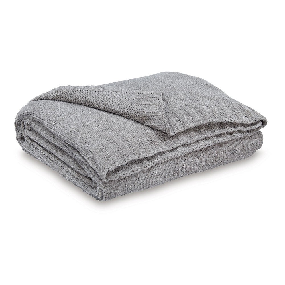 Tela Throw Blanket Set of 3 | Machine Knitted | Textured Gray Polyester