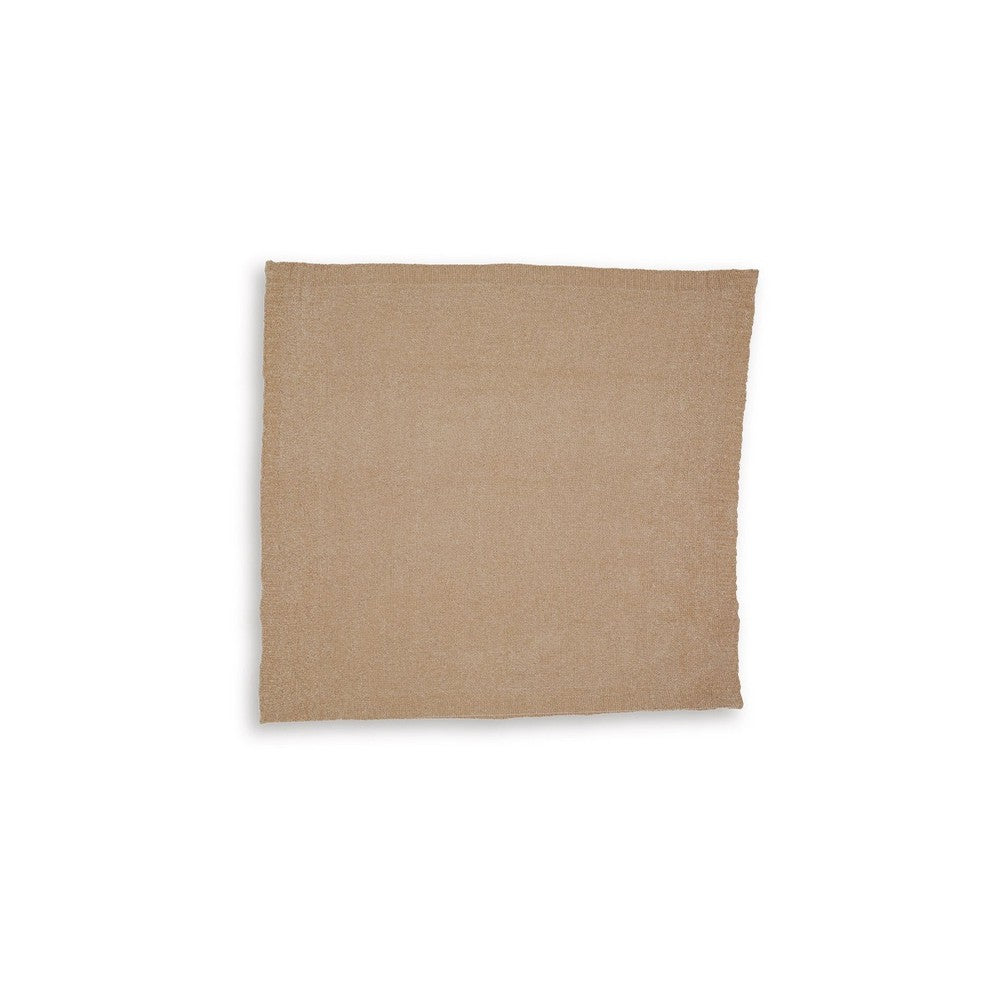 Tela Throw Blanket Set of 3 | Machine Knitted | Textured Gold Polyester