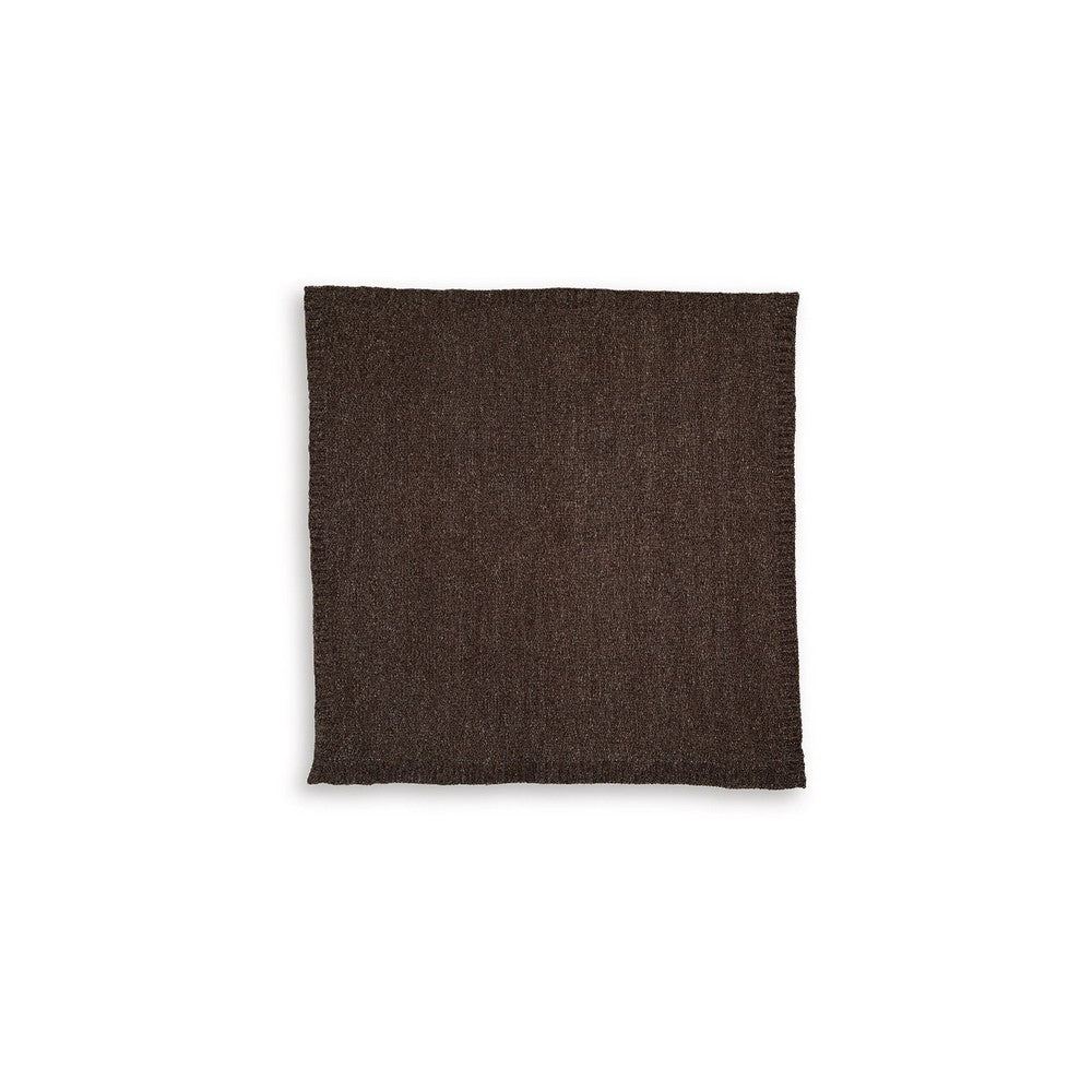 Tela Throw Blanket Set of 3 | Machine Knitted Textured Dark Brown Polyester