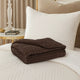 Tela Throw Blanket Set of 3 | Machine Knitted Textured Dark Brown Polyester