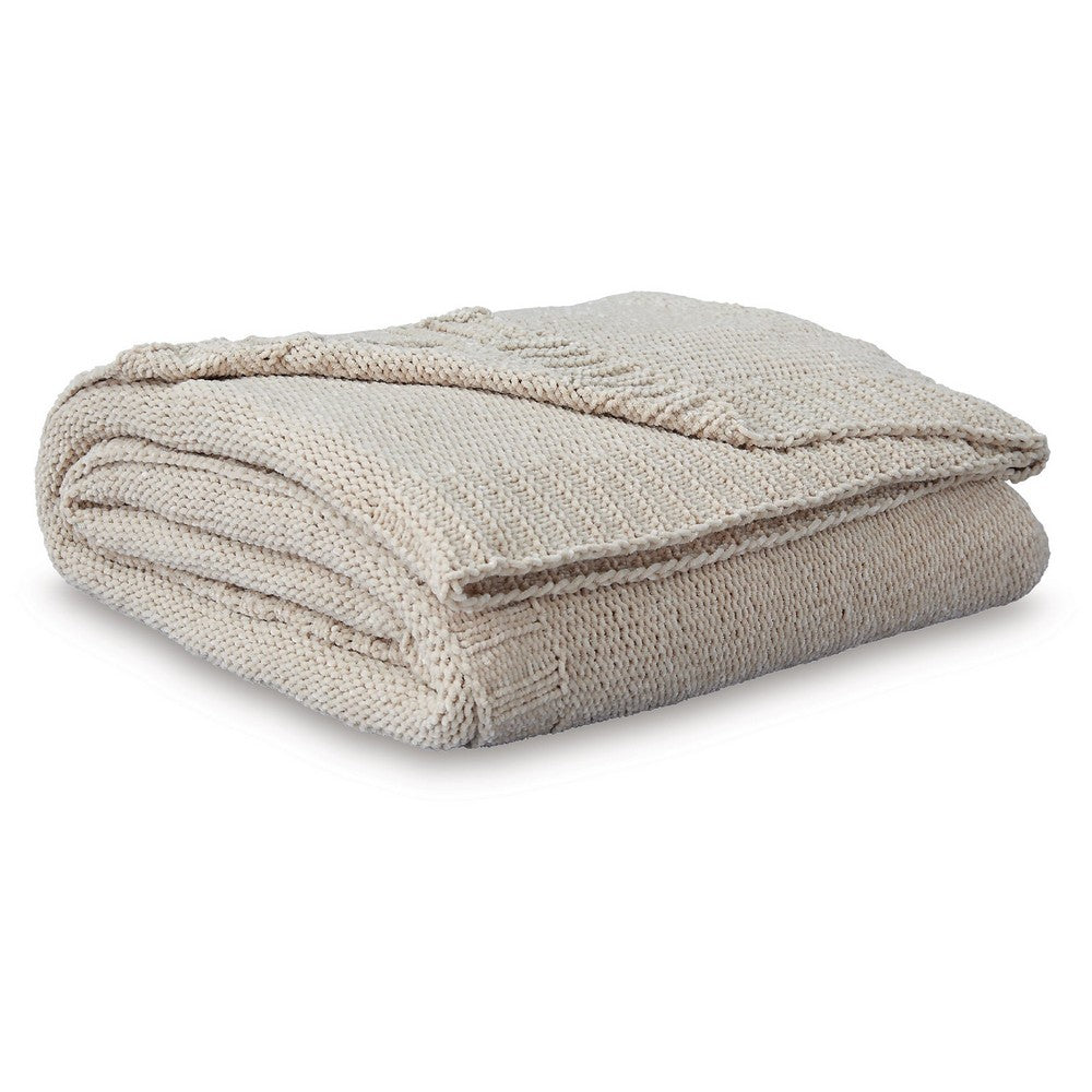 Tela Throw Blanket Set of 3 | Machine Knitted | Textured Beige Polyester