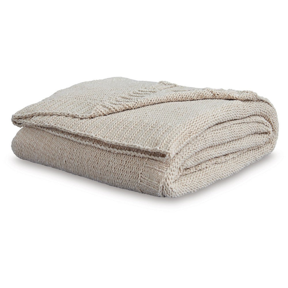 Tela Throw Blanket Set of 3 | Machine Knitted | Textured Beige Polyester