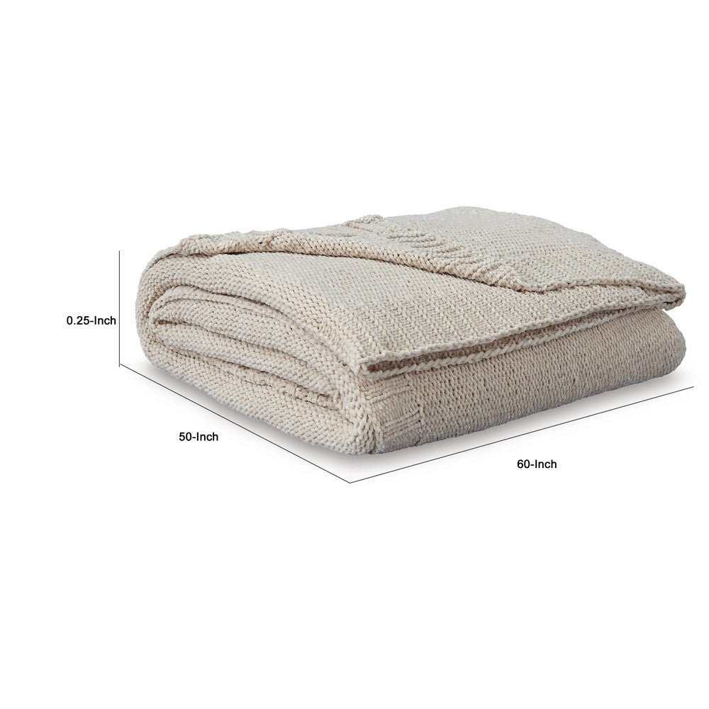 Tela Throw Blanket Set of 3 | Machine Knitted | Textured Beige Polyester
