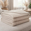 Tela Throw Blanket Set of 3 | Machine Knitted | Textured Beige Polyester
