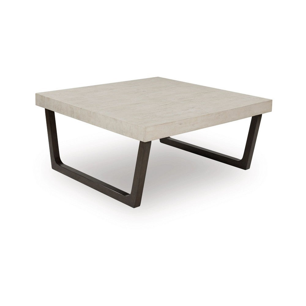 Wery 2pc Cocktail Table & Side End Table Set | Light Gray Top | Brown