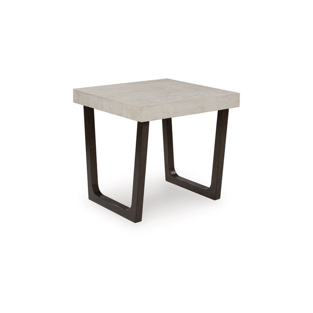 Wery 2pc Cocktail Table & Side End Table Set | Light Gray Top | Brown