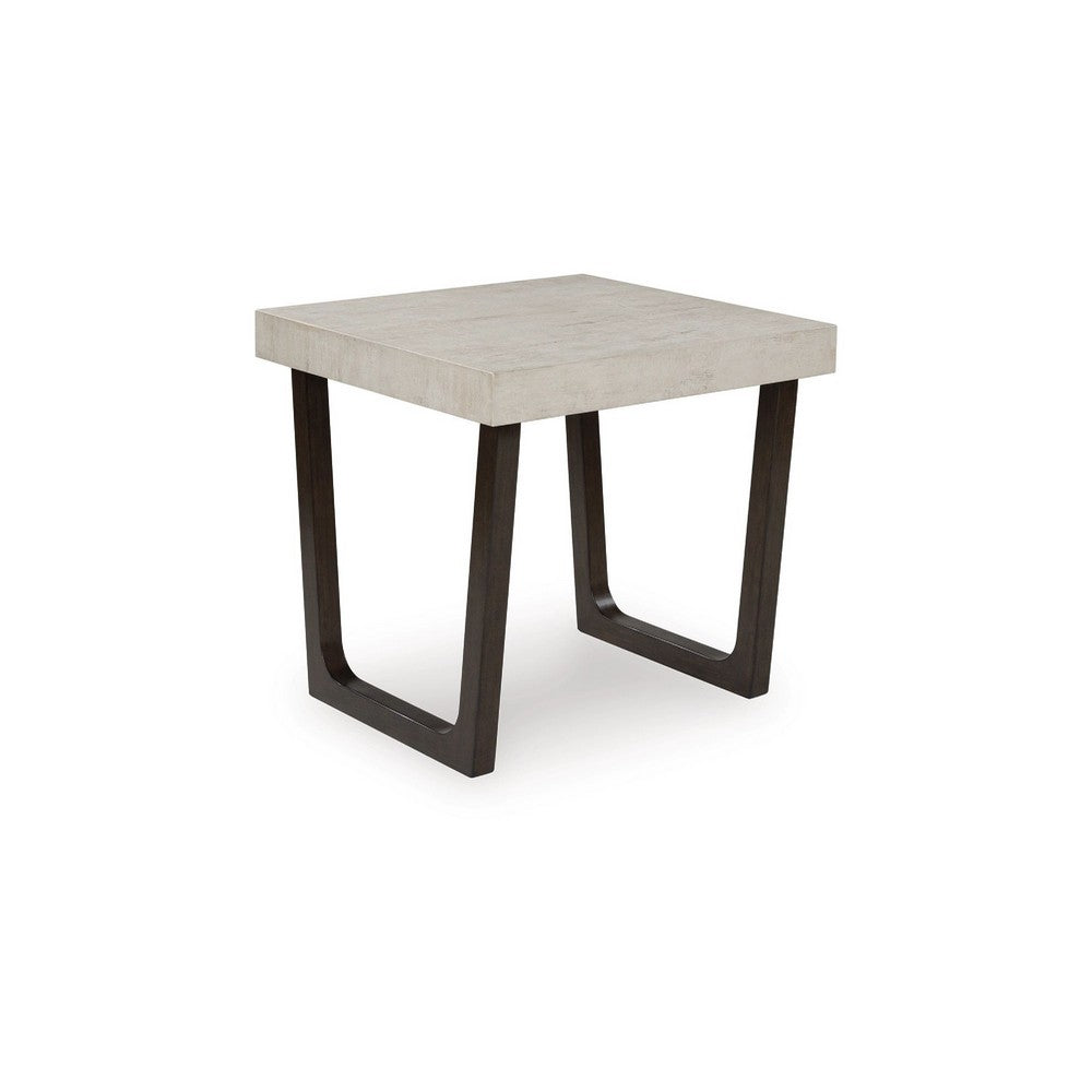 Wery 2pc Cocktail Table & Side End Table Set | Light Gray Top | Brown