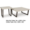 Wery 2pc Cocktail Table & Side End Table Set | Light Gray Top | Brown