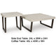 Wery 2pc Cocktail Table & Side End Table Set | Light Gray Top | Brown