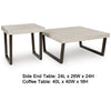 Wery 2pc Cocktail Table & Side End Table Set | Light Gray Top | Brown
