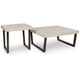 Wery 2pc Cocktail Table & Side End Table Set | Light Gray Top | Brown