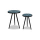 Ceri Accent Table Set of 2 | Teal Blue Geometric Pattern Top | Black