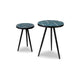 Ceri Accent Table Set of 2 | Teal Blue Geometric Pattern Top | Black