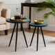 Ceri Accent Table Set of 2 | Teal Blue Geometric Pattern Top | Black