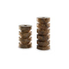 Erya Candle Holder Set of 2 | Tan Brown Marble Finished Stacked Design