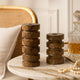 Erya Candle Holder Set of 2 | Tan Brown Marble Finished Stacked Design