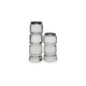 Meru Candle Holder Set of 2 | Crystal & Silver Glass Stacked Pillar