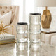 Meru Candle Holder Set of 2 | Crystal & Silver Glass Stacked Pillar