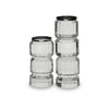 Meru Candle Holder Set of 2 | Crystal & Silver Glass Stacked Pillar
