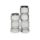 Meru Candle Holder Set of 2 | Crystal & Silver Glass Stacked Pillar