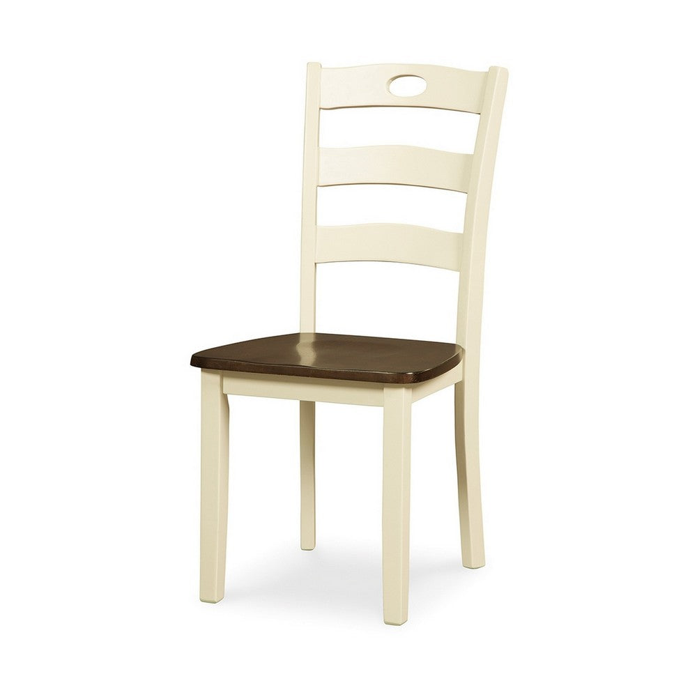 Anville Dining Side Chair Set of 2 | Cream Ladder Back | Brown Seat