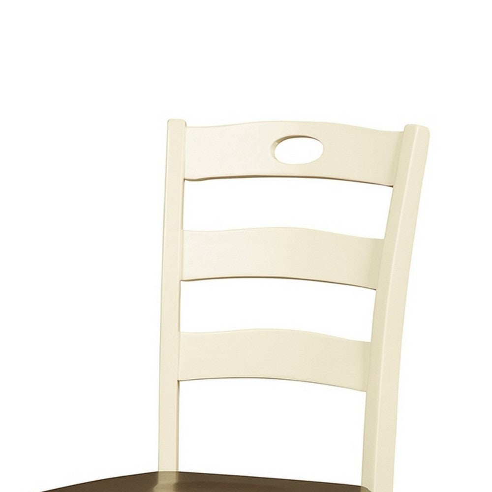 Anville Dining Side Chair Set of 2 | Cream Ladder Back | Brown Seat