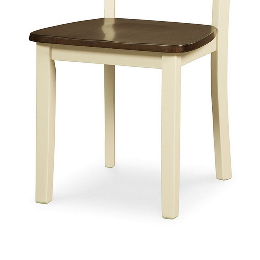 Anville Dining Side Chair Set of 2 | Cream Ladder Back | Brown Seat