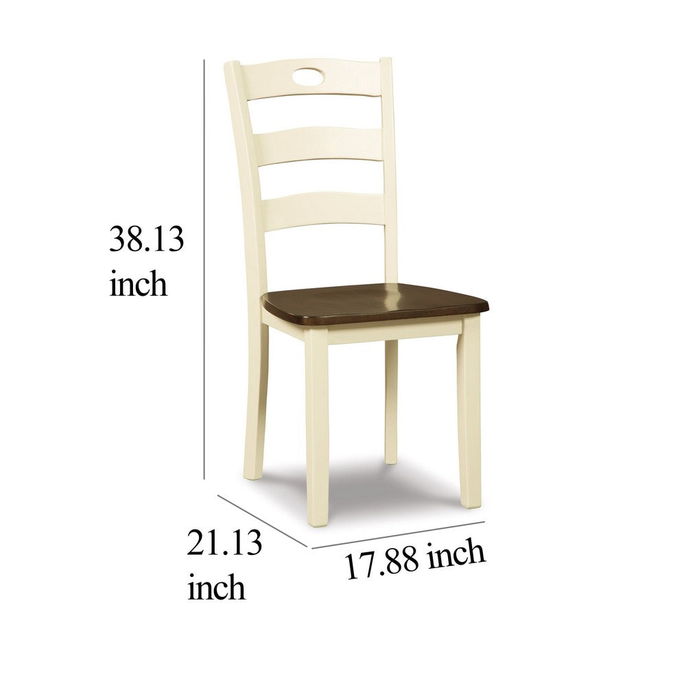 Anville Dining Side Chair Set of 2 | Cream Ladder Back | Brown Seat