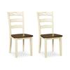 Anville Dining Side Chair Set of 2 | Cream Ladder Back | Brown Seat