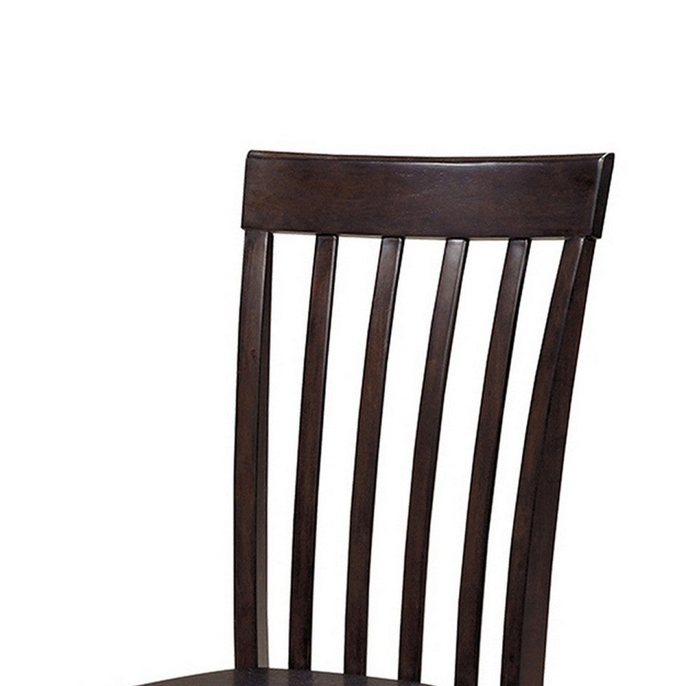 Hais Dining Chair Set of 2 | Dark Brown Leather Match Seat | Rake Back