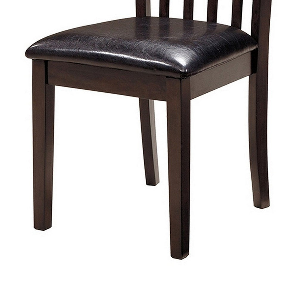 Hais Dining Chair Set of 2 | Dark Brown Leather Match Seat | Rake Back
