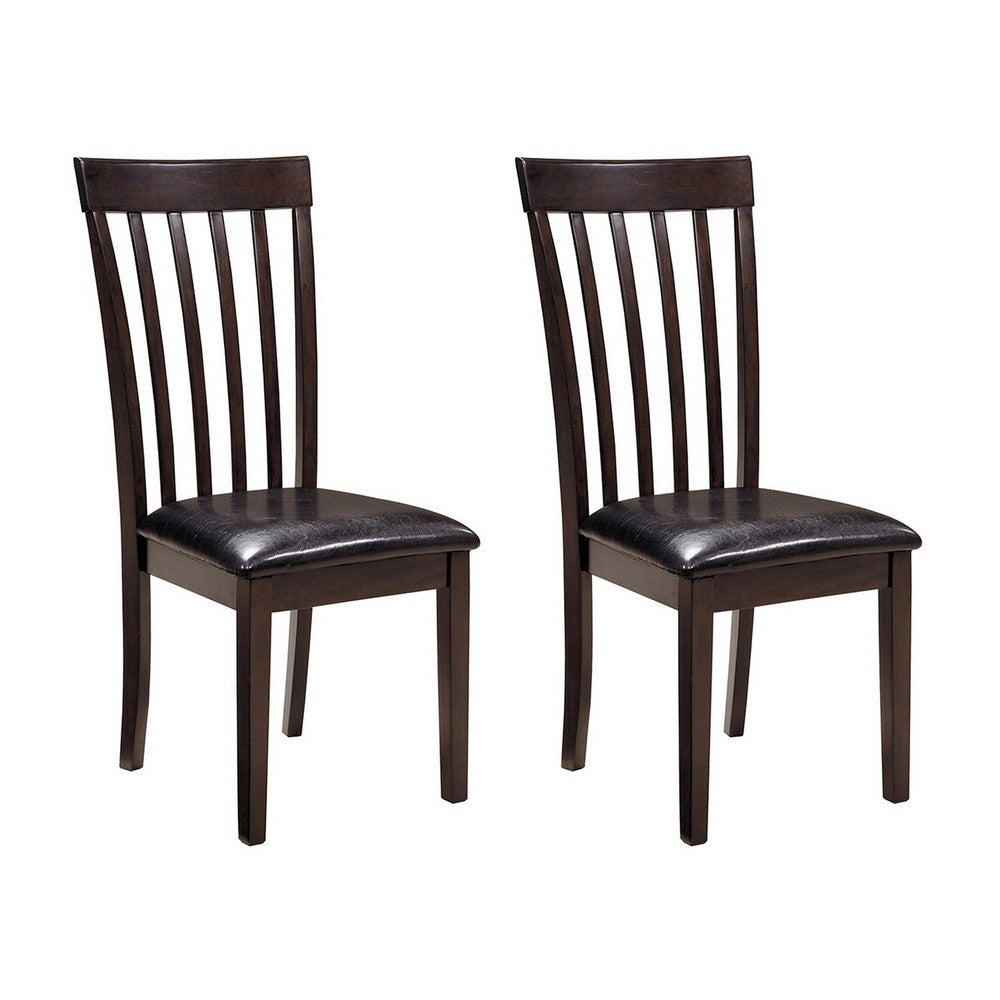 Hais Dining Chair Set of 2 | Dark Brown Leather Match Seat | Rake Back