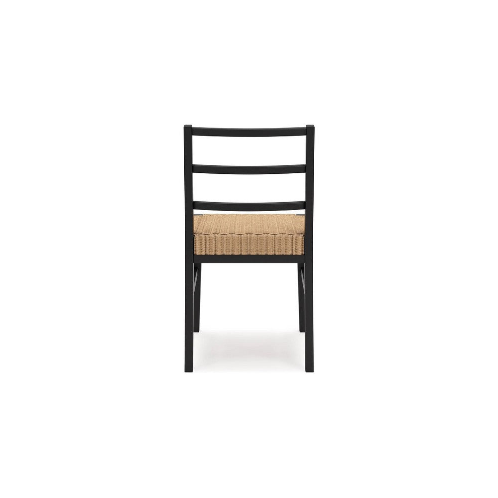 Wrenn Dining Side Chair Set of 2 | Faux Rattan Woven Seat | Black Wood