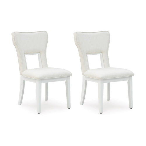Canaal Dining Side Chair Set of 2 | White Padded Seat & Cutout Back