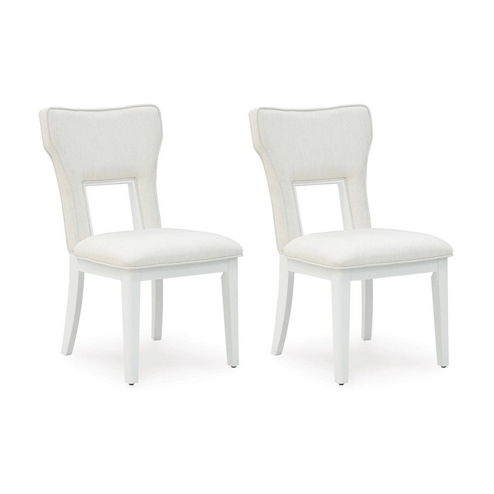 Canaal Dining Side Chair Set of 2 | White Padded Seat & Cutout Back